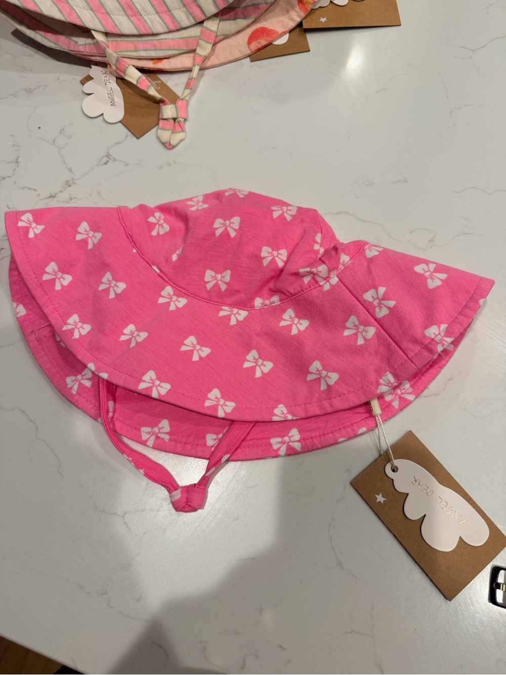 Angel Dear Pink Bow Print Sun Hat